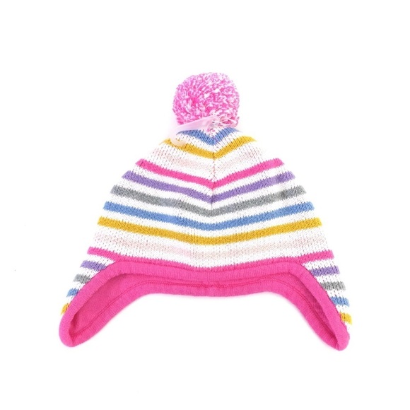 Tucker + Tate Girls Rainbow Pom Pom Beanie Hat NEW - Picture 1 of 6